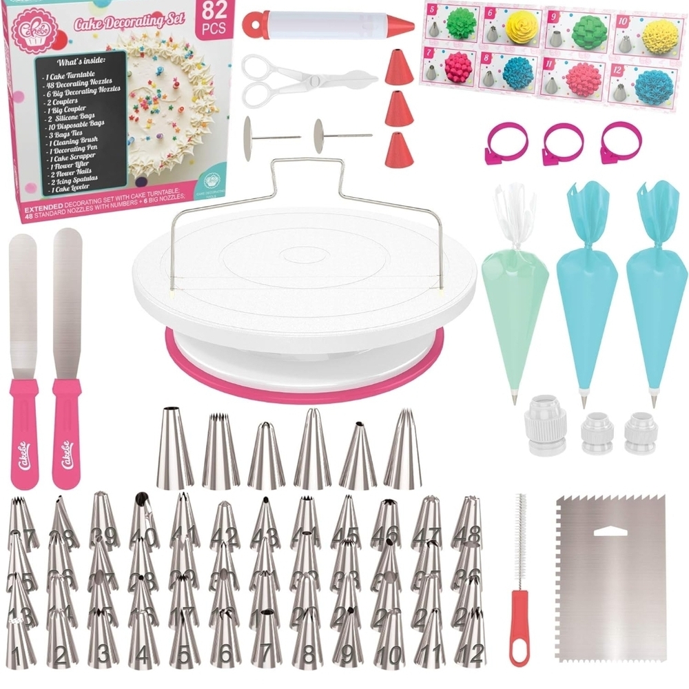 Cake Decorating Set with Turntable and Tips